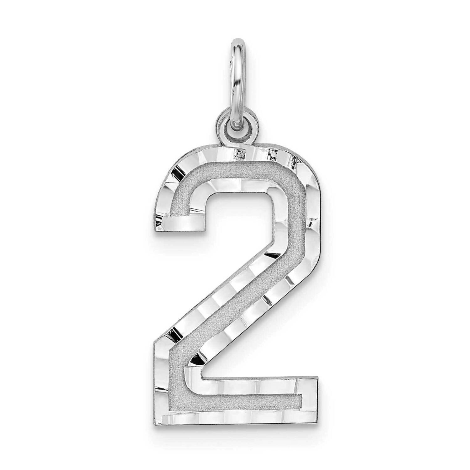 Large Diamond-Cut #2 Charm Sterling Silver Rhodium-Plated QLN02, MPN: QLN02,