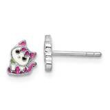 Rh-Plated Multicolor Enameled Kitty Children&#39;s Post Earring Sterling Silver QE17733, MPN: QE17733,