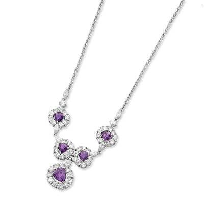Purple &amp; Clear CZ Necklace Sterling Silver QG2492-16, MPN: QG2492-16, 883957009421