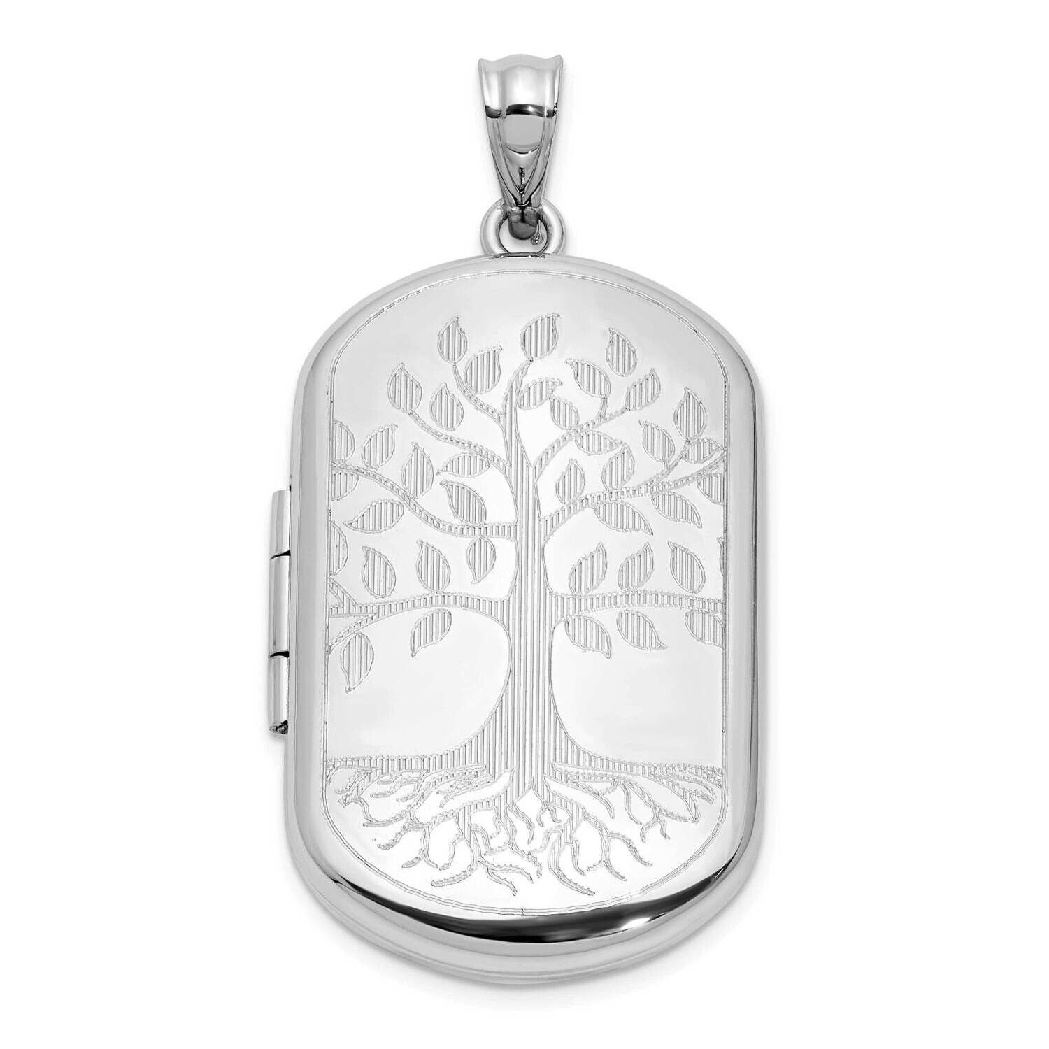 Tree Of Life 30X19mm Rectangle Locket Sterling Silver Rhodium-Plated QLS1181