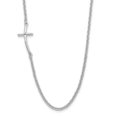 Small Off-Set Sideways Curved Cross Necklace Sterling Silver Rhodium-Plated QG3465-19, MPN: QG3465-…