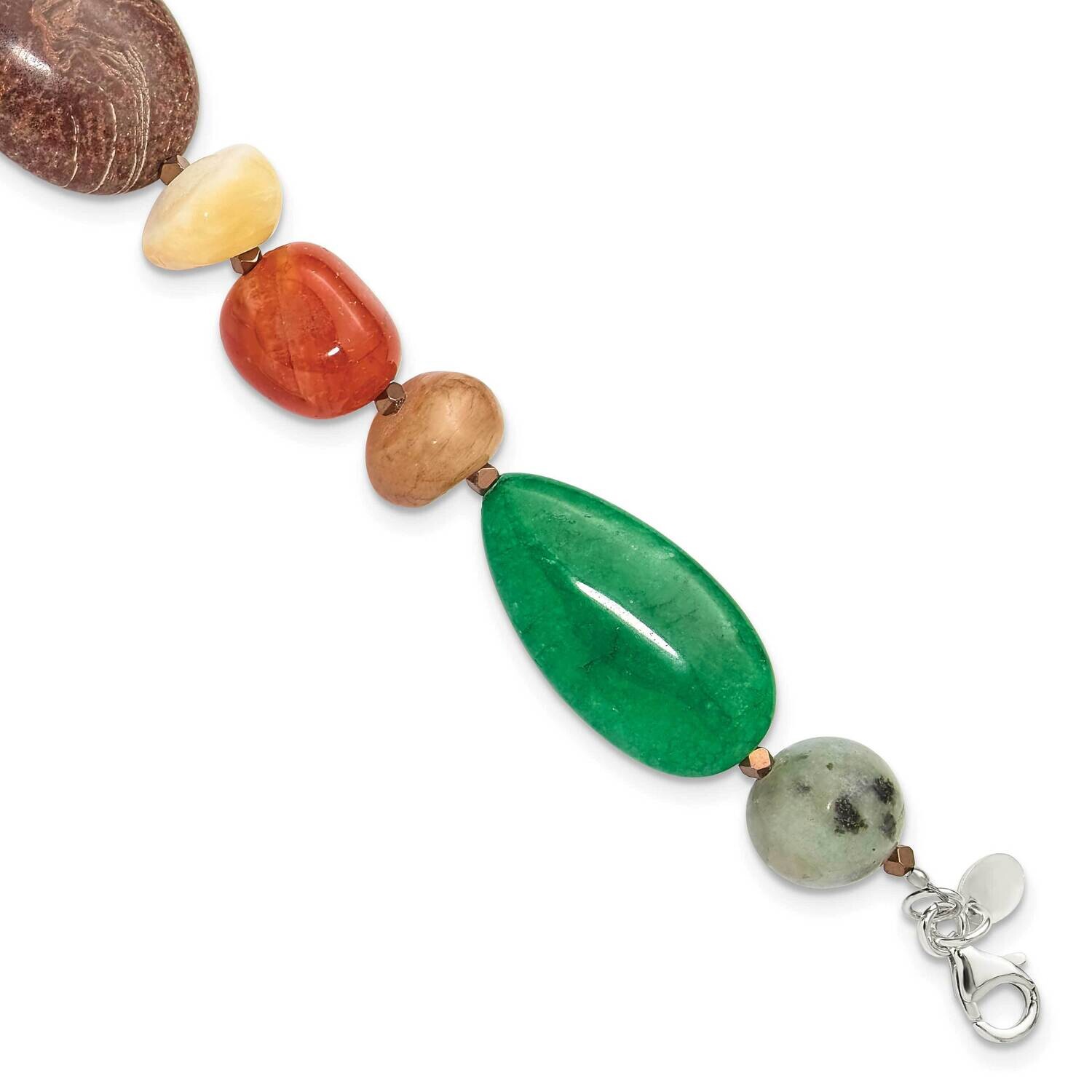 Multi Stone Metallic Yarn 1 Inch Extension Bracelet Sterling Silver QH5711-8, MPN: QH5711-8,