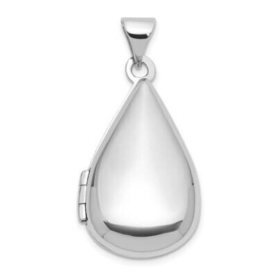 Rhodium-Pltd Polished 21X13mm Teardrop Shaped Locket Sterling Silver QLS1183, MPN: QLS1183,