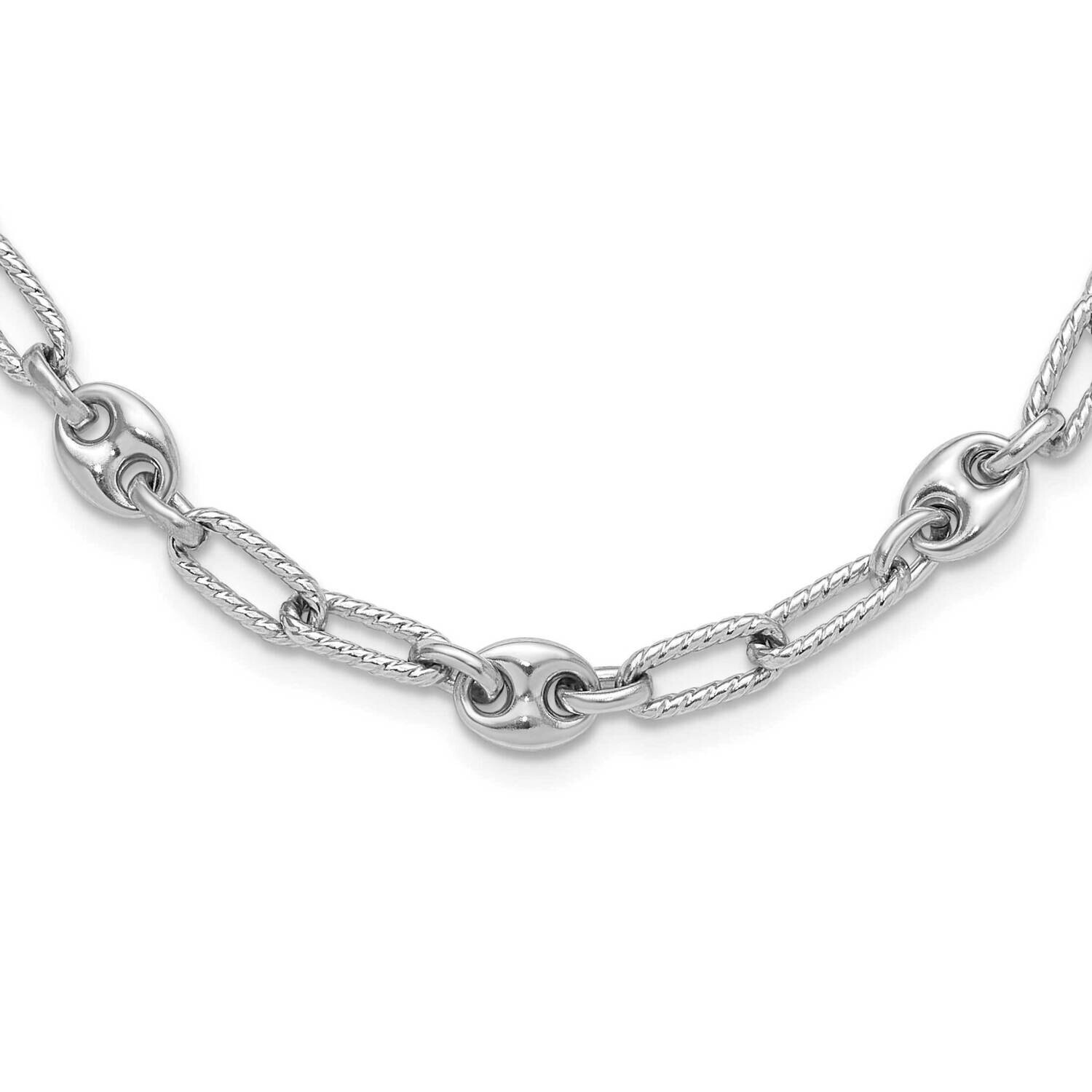 16 1 Inch Extension Fancy Link Necklace Sterling Silver Rhodium-Plated QG6502-16
