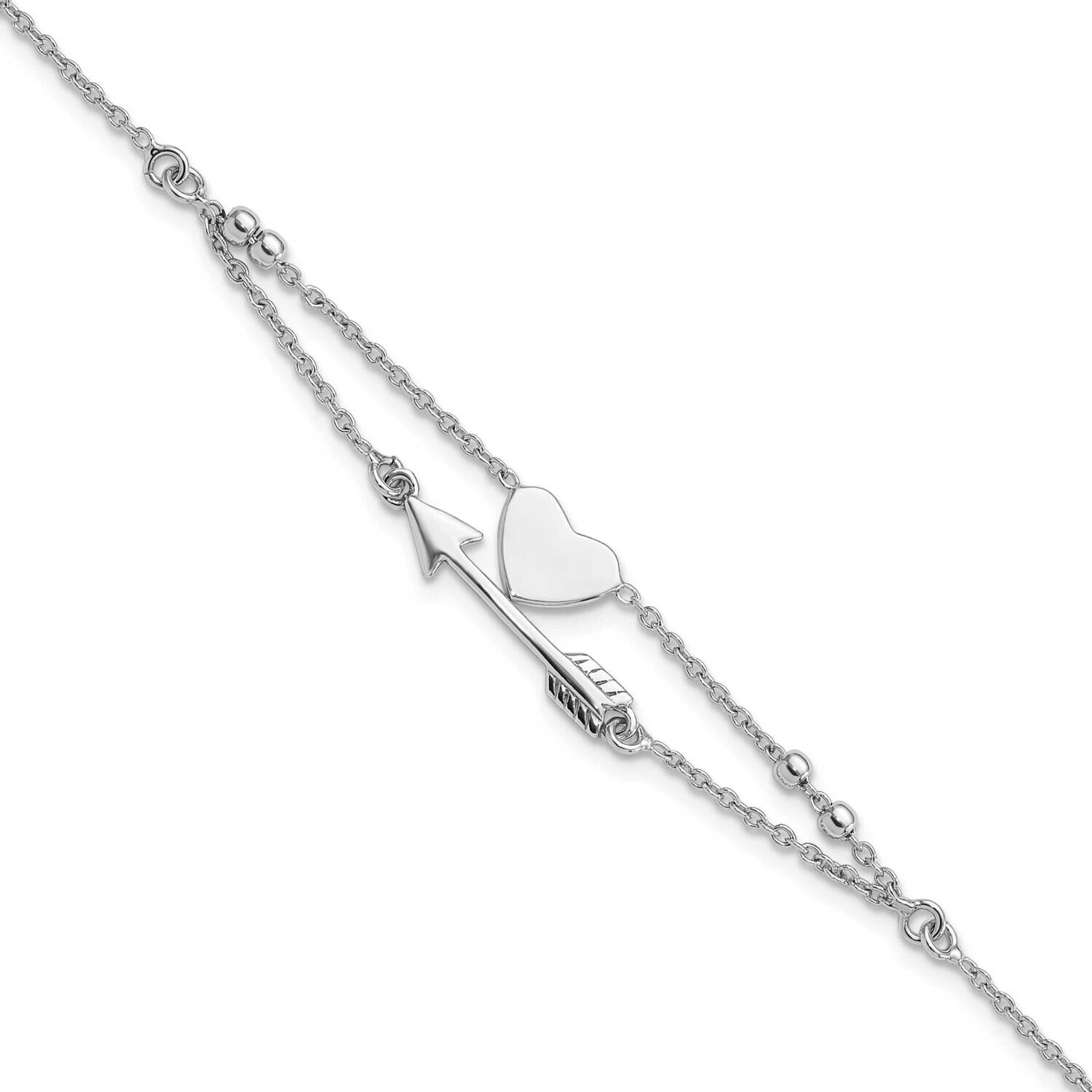 Heart Arrow 7.5 Inch Bracelet Sterling Silver Rhodium-Plated QG6353-7.5, MPN: QG6353-7.5,