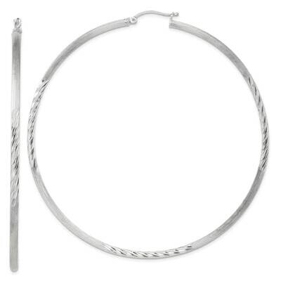 2.5mm Polished Satin Diamond-Cut Hoop Earrings Sterling Silver QE4435SP, MPN: QE4435SP,