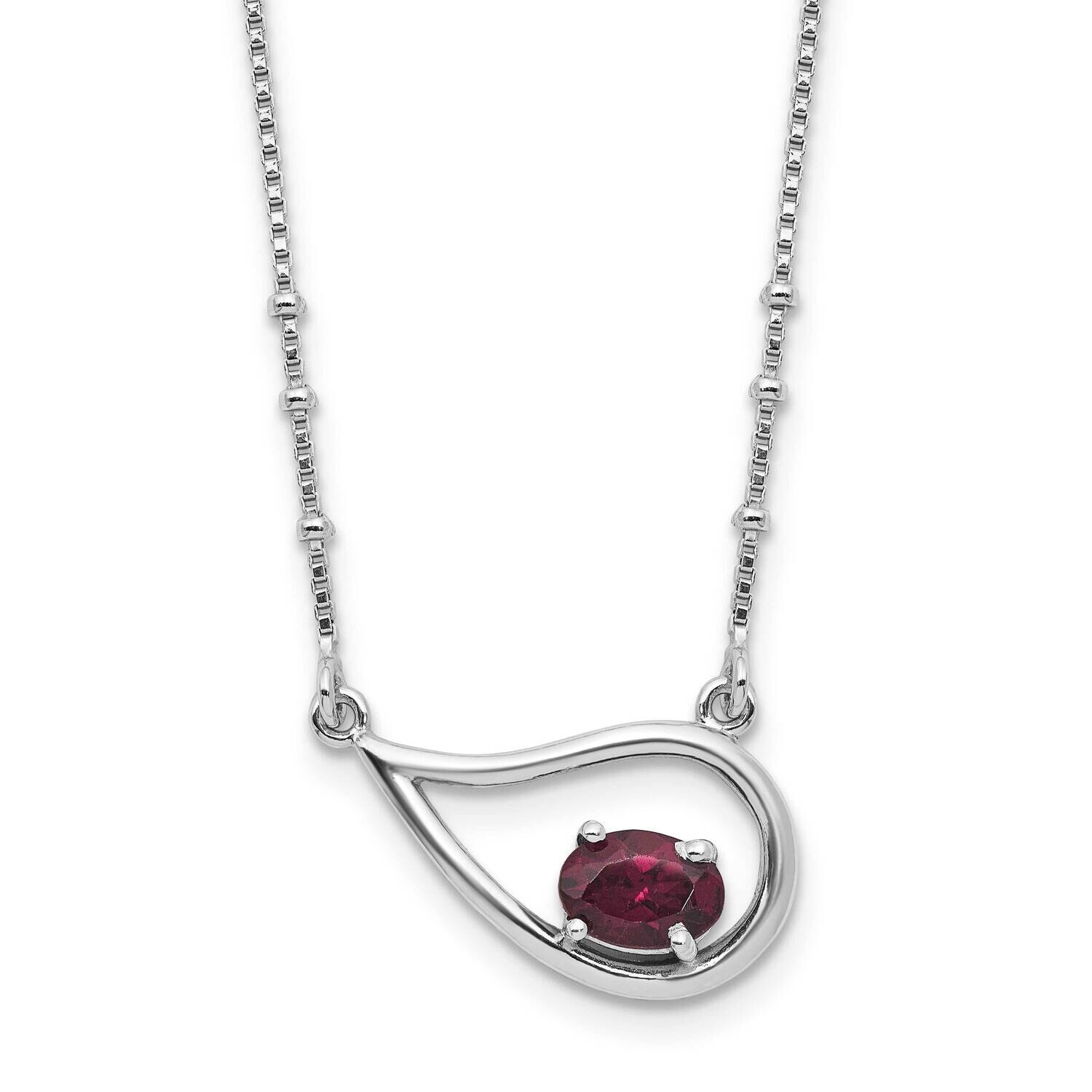Rhod-Pltd Teardrop Rhod. Garnet 16 Inch 2 Inch Extension Necklace Sterling Silver QG6745GA-16, MPN:…
