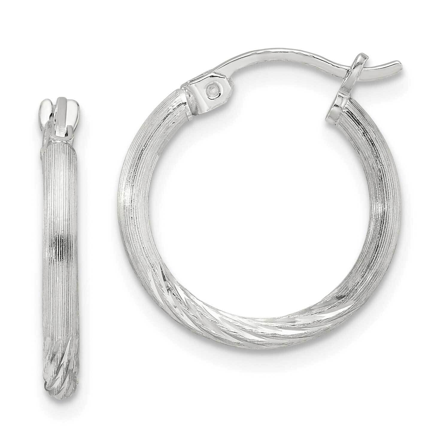 2mm Polished Satin Diamond-Cut Hoop Earrings Sterling Silver QE4416SP