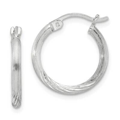 2mm Polished Satin Diamond-Cut Hoop Earrings Sterling Silver QE4416SP, MPN: QE4416SP,