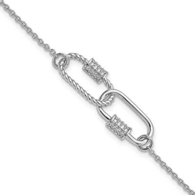 7.5 Inch 1 Inch Extension CZ Bracelet Sterling Silver Rhodium-Plated QG6496-7.5, MPN: QG6496-7.5,