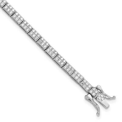 Micro Pave CZ 7.5 Inch Bracelet Sterling Silver Rhodium-Plated QG6427-7.5, MPN: QG6427-7.5,
