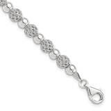 Polished Beaded 7.5 Inch Bracelet Sterling Silver Rhodium-Plated QG6418-7.5, MPN: QG6418-7.5,