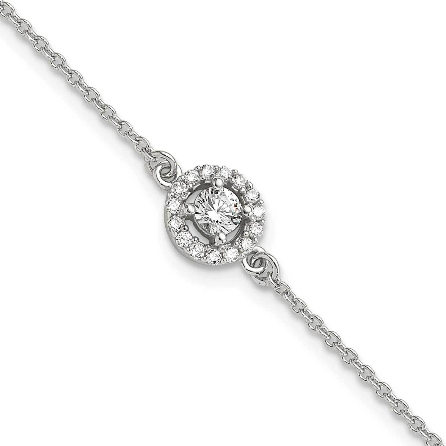 Halo CZ 7.25 Inch Bracelet Sterling Silver Rhodium-Plated QG6439-7.25, MPN: QG6439-7.25,