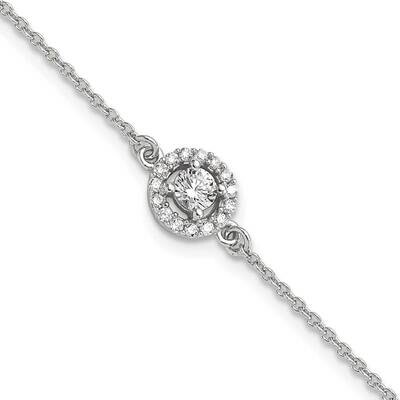 Halo CZ 7.25 Inch Bracelet Sterling Silver Rhodium-Plated QG6439-7.25, MPN: QG6439-7.25,