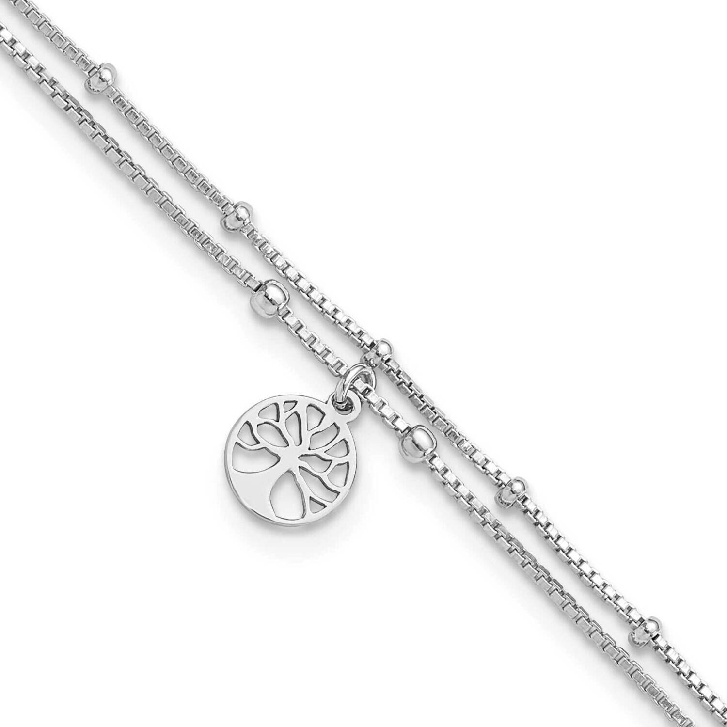 Tree Of Life 9 Inch Plus 1 Inch Extension Anklet Sterling Silver Rhodium-Plated QG6300-9