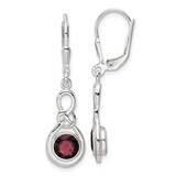 Garnet Knot Leverback Dangle Earrings Sterling Silver Polished QE17771GA, MPN: QE17771GA,