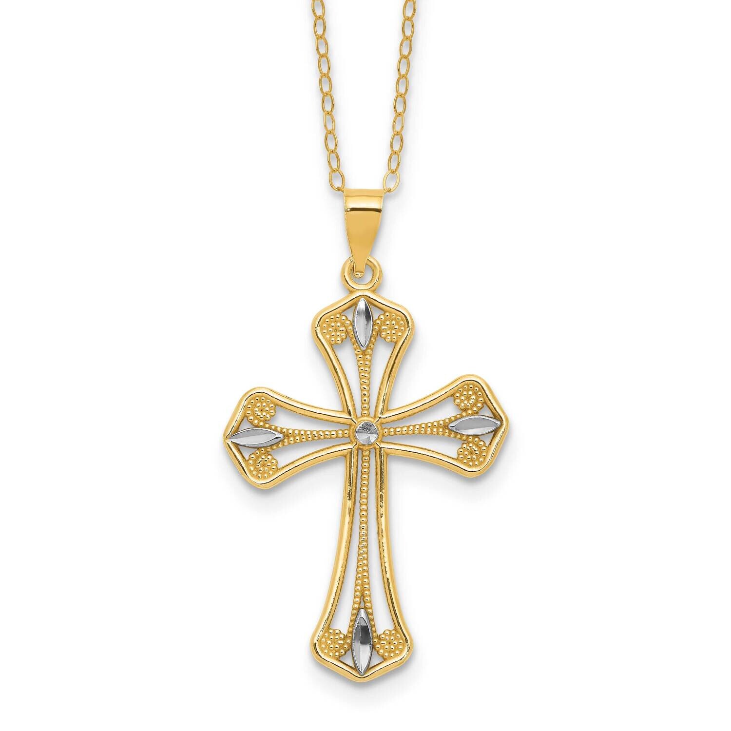 Gold-Tone Rhodium Diamond-Cut Filigree Gothic 2 Inch Extension Necklace Sterling Silver QG6581-16, …