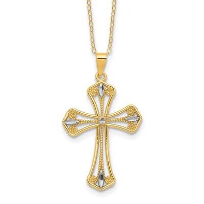 Gold-Tone Rhodium Diamond-Cut Filigree Gothic 2 Inch Extension Necklace Sterling Silver QG6581-16, …