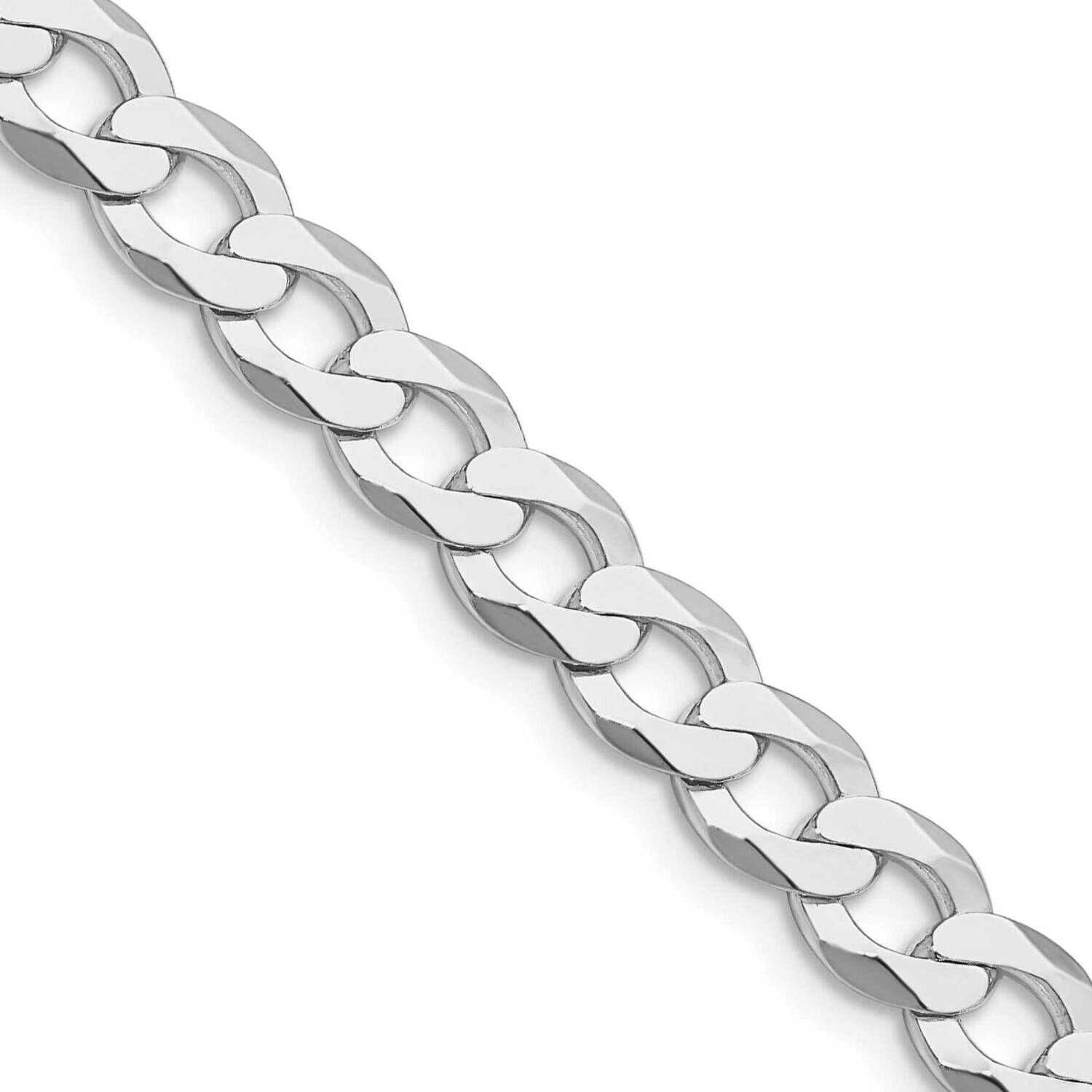 6.8mm Flat Curb Chain 22 Inch Sterling Silver Rhodium-Plated QLB180R-22, MPN: QLB180R-22,