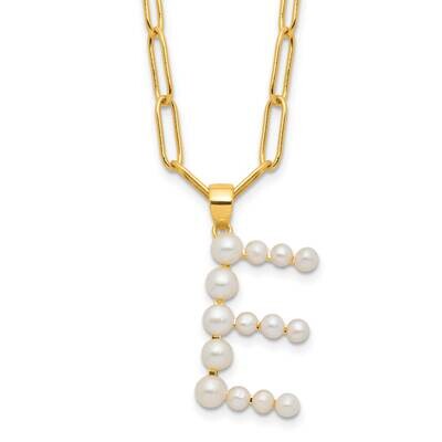 Gold-Plated 3-6mm Fwc Pearl Letter E 18 Inch Necklace Sterling Silver QH5808GPE-18, MPN: QH5808GPE-…