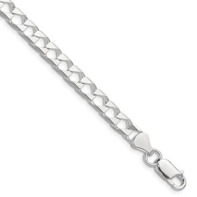 Diamond-Cut 5.75mm Flat Curb Link Chain 8 Inch Sterling Silver Polished QFOC200-8, MPN: QFOC200-8,