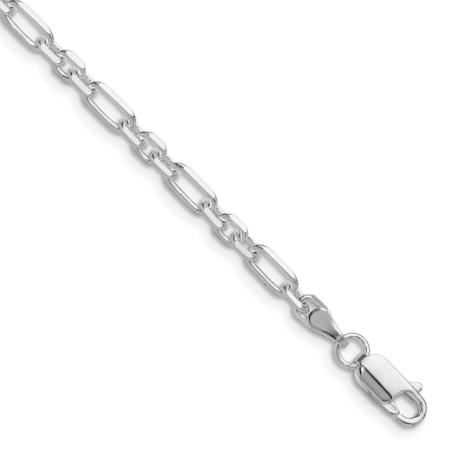 Diamond-Cut 4mm 3 Short Plus 1 Long Cable Link Chain 8 Inch Sterling Silver QFL100-8, MPN: QFL100-8,