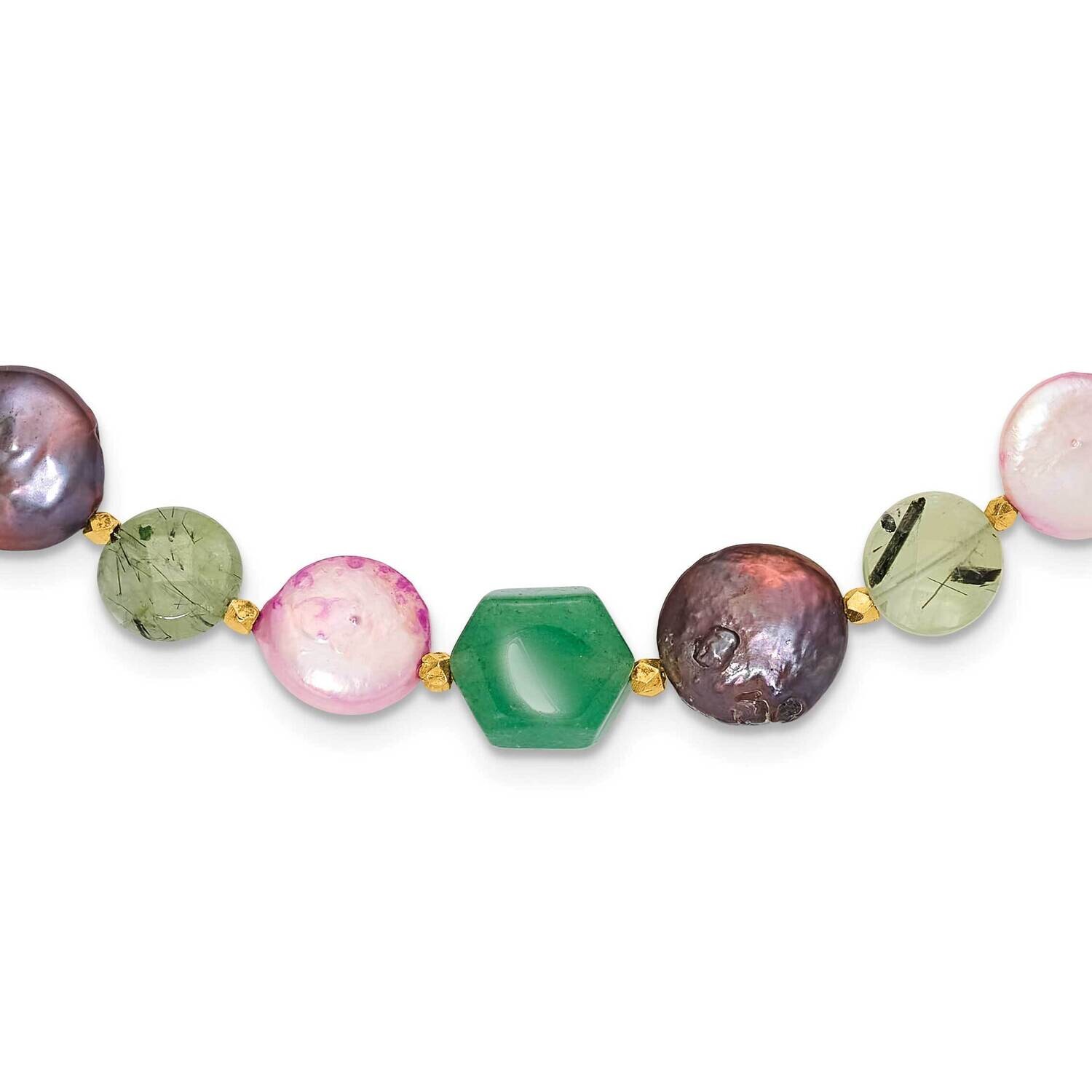 Gold-Plated Fwc Pearl Multi Stone 2 Inch Extension Necklace Sterling Silver QH5674-18.5, MPN: QH567…