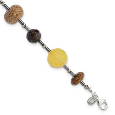 Multi Stone 7.5 Inch 1 Inch Extension Bracelet Sterling Silver QH5710-7.5, MPN: QH5710-7.5,