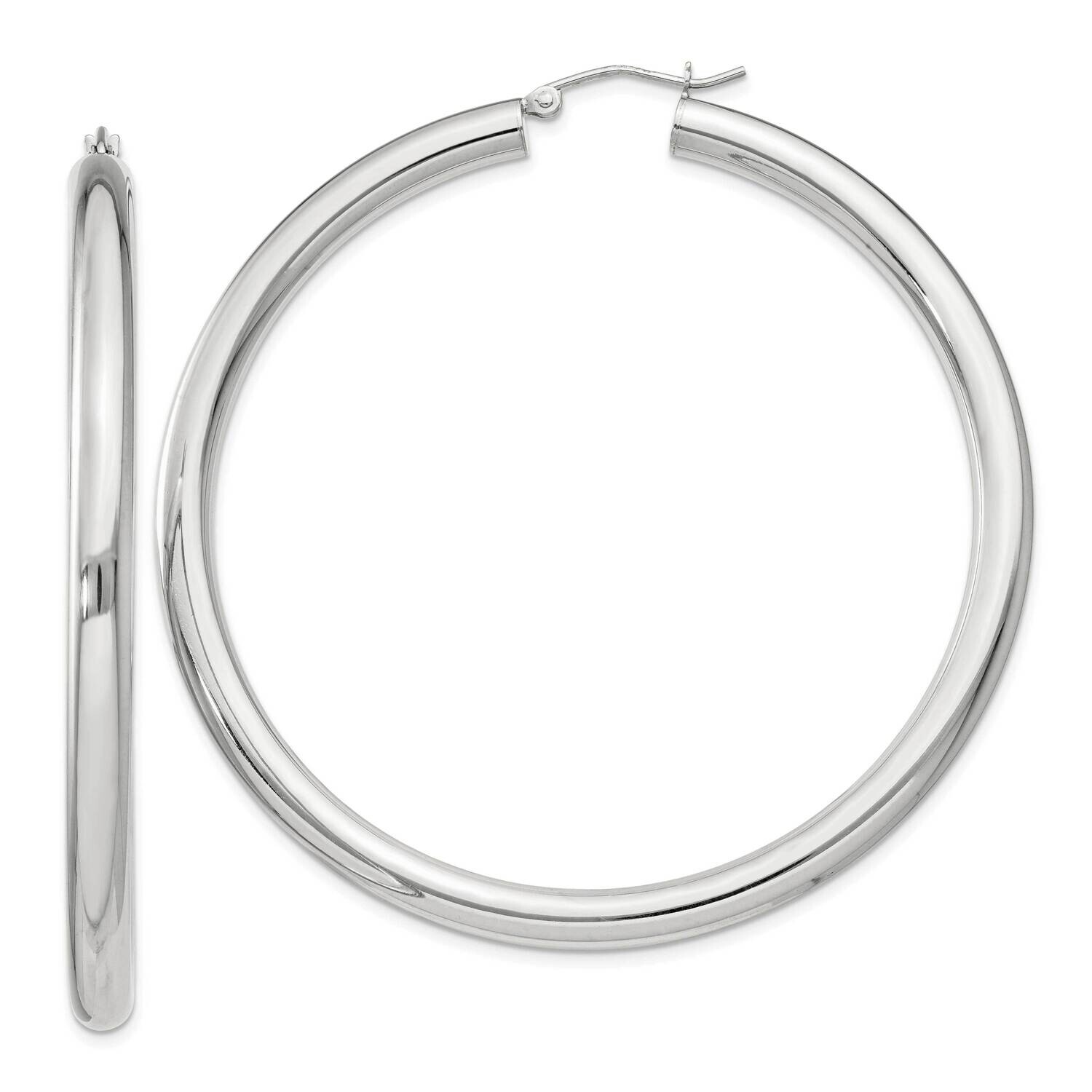 4mm Round Hoop Earrings Sterling Silver QE4404SP, MPN: QE4404SP,