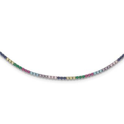 Prizma 12 Inch Colorful CZ Choker 3 Inch Extender Sterling Silver Rhodium-Plated QG5050-12, MPN: QG…
