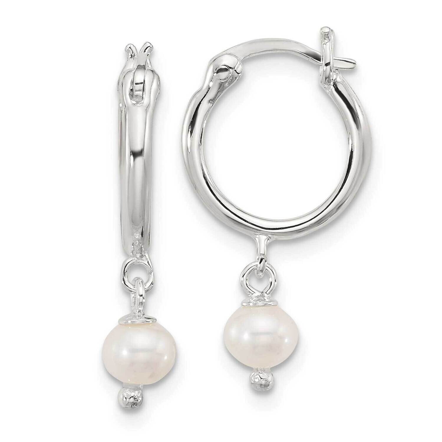 Fwc Pearl Dangle Round Hoop Earrings Sterling Silver Polished QE17237