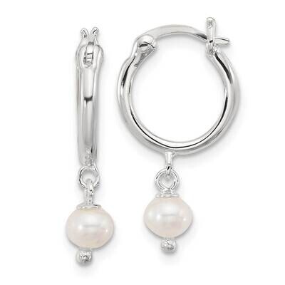 Fwc Pearl Dangle Round Hoop Earrings Sterling Silver Polished QE17237, MPN: QE17237,