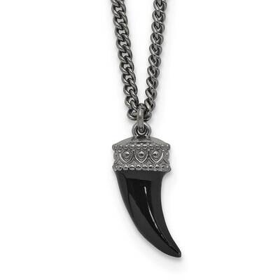 Antiqued Enamel 3D Horn 1.5 In Extender Necklace Sterling Silver QG6678-17.5, MPN: QG6678-17.5,