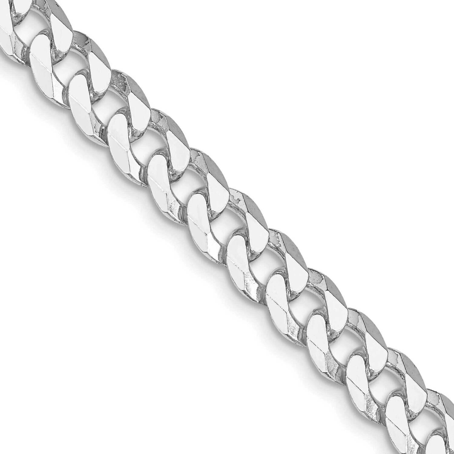 7mm Beveled Curb Chain 28 Inch Sterling Silver Rhodium-Plated QFB180R-28, MPN: QFB180R-28,