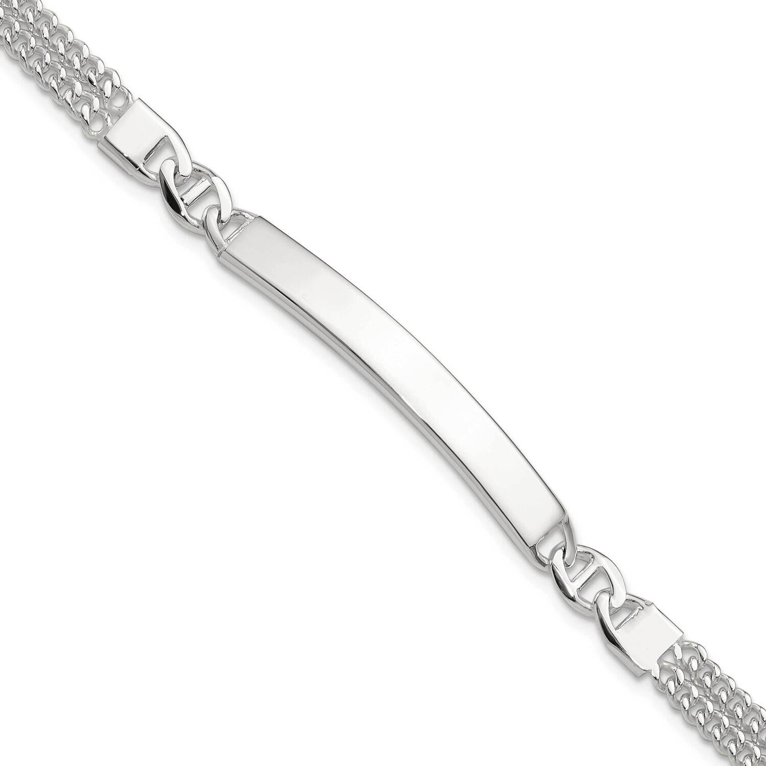 Double StrCurb Link 8 Inch Id Bracelet Sterling Silver QID249-8, MPN: QID249-8,