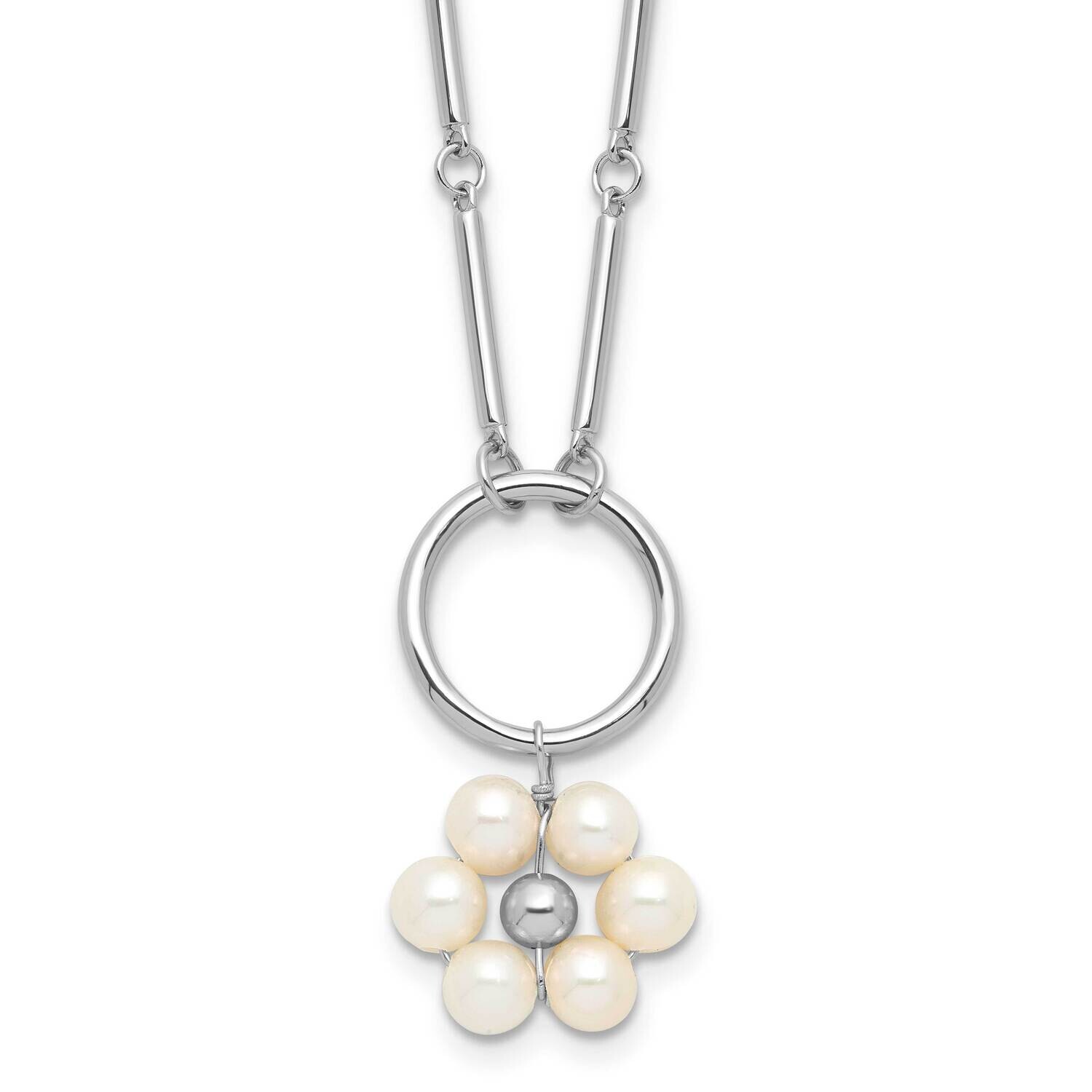 Rh-Plated 4-5mm Fwc Pearl Flowers 1.75 Inch Extension Necklace Sterling Silver QH5812-16, MPN: QH58…
