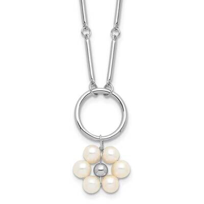 Rh-Plated 4-5mm Fwc Pearl Flowers 1.75 Inch Extension Necklace Sterling Silver QH5812-16, MPN: QH58…