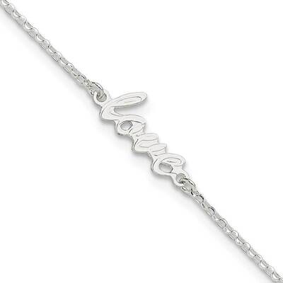 Love 9 Inch Plus 1 Inch Extender Anklet Sterling Silver Polished QG6280-9, MPN: QG6280-9,