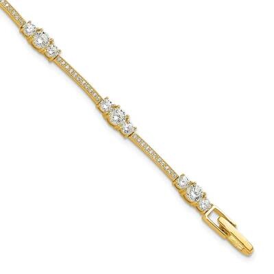 Gold-Tone CZ 7 Inch Bracelet Sterling Silver QG6435GP-7, MPN: QG6435GP-7,