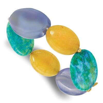 Gold-Plated Agate Jade Recon Serpentine Bracelet Sterling Silver QH5708, MPN: QH5708,