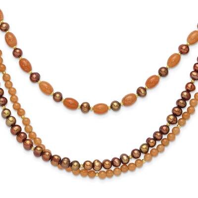 Gold-Plated Multi Stone Adj. 17 Inch Or 40In Necklace Sterling Silver QH5723, MPN: QH5723,