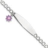 Enameled Flower Children&#39;s Id Bracelet 6 Inch Sterling Silver Polished QID253-6, MPN: QID253-6,