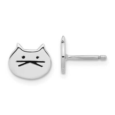 Madi K Enamel Cat Face Post Earrings Sterling Silver Rhodium-Plated QE17579, MPN: QE17579,