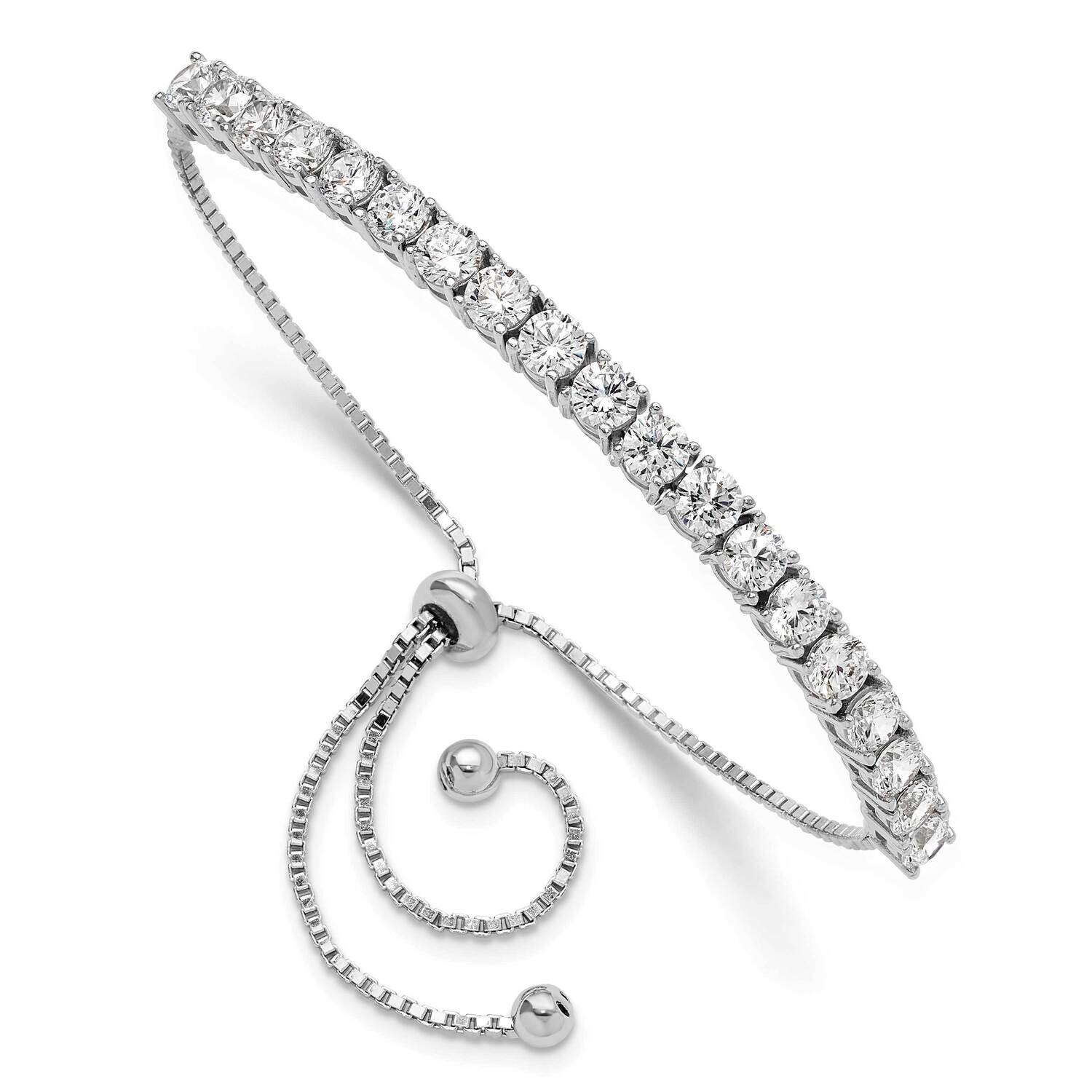 Polished CZ Adjustable Tennis Bracelet Sterling Silver Rhodium-Plated QG6248, MPN: QG6248,