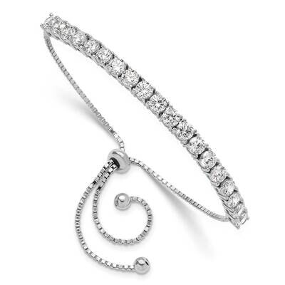Polished CZ Adjustable Tennis Bracelet Sterling Silver Rhodium-Plated QG6248, MPN: QG6248,