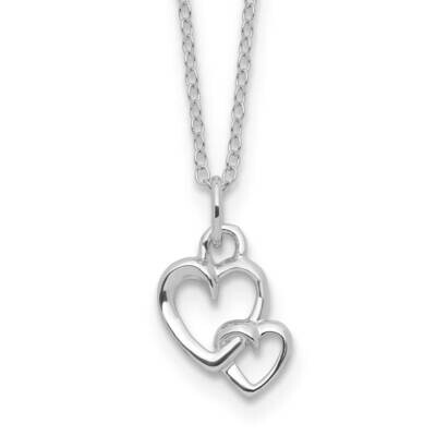 Rh-Plated Intertwined Heart 16 Inch 2 Inch Extension Necklace Sterling Silver QG6614-16, MPN: QG661…