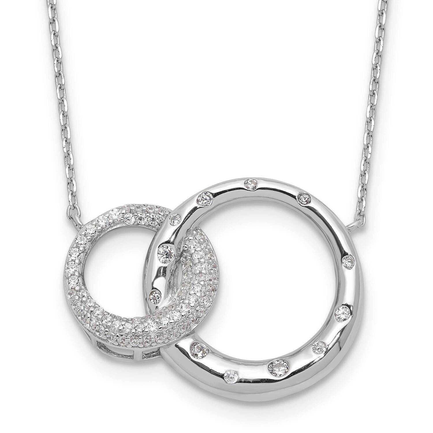 Rh-Plated CZ Interlocking Circles 1.75 Inch Extension Necklace Sterling Silver QG6635-16, MPN: QG66…