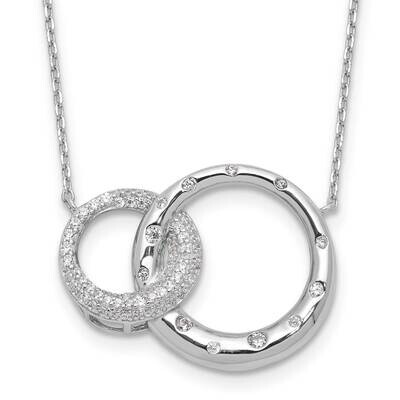 Rh-Plated CZ Interlocking Circles 1.75 Inch Extension Necklace Sterling Silver QG6635-16, MPN: QG66…