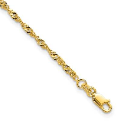 Gold-Tone Diamond-Cut Polished 9 Inch Plus A 1 Inch Extender Anklet Sterling Silver QG2762GP-9, MPN…