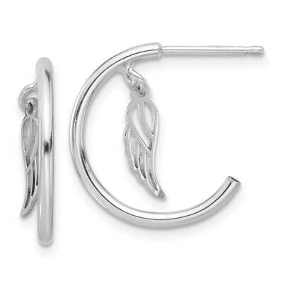 Rh-Plated Polished Wings Dangle Post C-Hoop Earrings Sterling Silver QE17710, MPN: QE17710,